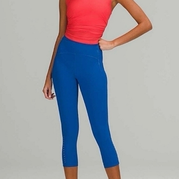 Lululemon Sz 0 Blue Capri Pant Euc Swift Speed Crop - Picture 1 of 3